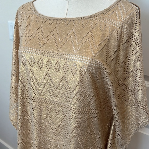 LILLY PULITZER Jerrica Mini Caftan Coverup S/M Gold Foiled Lace Tassels - Picture 3 of 7